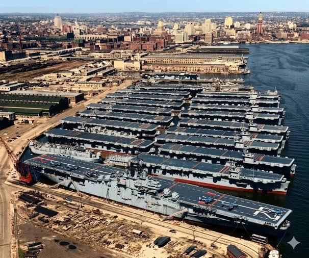 Historical Aerial View of Boston Naval Shipyard in 1942