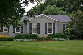 Black And Grey Brick Houses Grey Painted Brick Ranch House Love The Color And The Shutters House Paint Exterior Painted Brick House Brick Ranch Houses