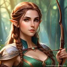 wearing archer clothes with a bow 프롬프트