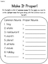 Feel free to use the printable noun worksheets below in class or at with this printable parts of speech worksheet, students will be asked to add a noun for each adjective to describe. Common And Proper Noun Worksheet By 3rd Grade Pineapples Tpt