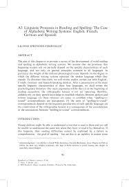 Jui 28, 2021 by apost team. Pdf Linguistic Processes In Reading And Spelling The Case Of Alphabetic Writing Systems English French German And Spanish