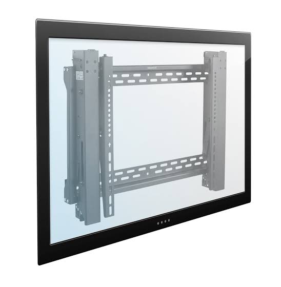 LCD video wall panel pulled forward on a pop-out mount for service