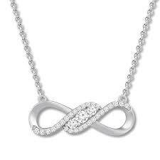 Diamond Infinity Necklace 1 3 Ct Tw 10k White Gold 19 Adj Jared In 2021 Diamond Infinity Necklace Infinity Necklace Gemstones Jewelry Necklace