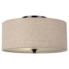 Flush mount lighting is lighting that installs directly against the ceiling. Sea Gull Lighting Stirling 14 In W 2 Light Burnt Sienna Flush Mount With Beige Linen Drum Shade 75952 710 The Home Depot