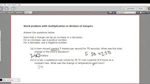 For each one, students will match it to an expression that represents the problem and to the correct answer to the problem and glue them in the appropr Word Problem With Multiplication Or Division Of Integers Youtube