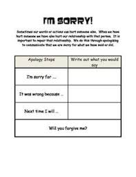 I M Sorry Steps For Making An Apology Classroom Lessons Counseling Worksheets Teaching Fun