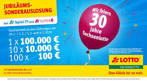 Oben in den feldern 1 bis 12 kreuzen sie pro feld ihre 6 glückszahlen aus einer zahlenreihe von 1 bis 49 an. 30 Jahre Sachsenlotto Jubilaums Sonderauslosung 2020 Lottodeals Org