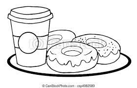 Grab 20+ free printable coffee coloring pages for adults! Coffee Cup With Donuts Coloring Page Outline Of A Cup Of Coffee On A Plate With Donuts Canstock
