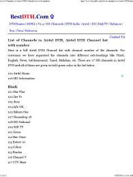 Use our online guide to find your favorite programs. List Of Channels In Airtel Dth Channel List With Numbers Satellite Television Broadcasting