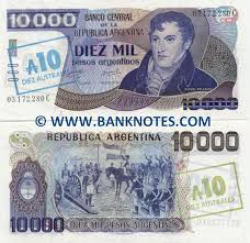Click on the image to get details. Argentina 10 Australes On 10000 Pesos Argentinos 1985 Argentinian Peso Currency Bank Notes Paper Money Banknotes Banknote Bank Notes Coins Currency Currency Collector Pictures Of Money Photos Of Bank Notes Currency Images