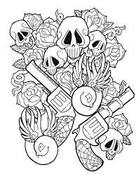 Design Tattoo Skulls Roses Guns Skull Coloring Pages Coloring Book Art Coloring Pages