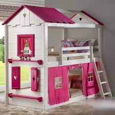 High sleeper bunk beds have a top bunk only and are designed to fit over a standard single bed to add space for a second child. Sweetheart White And Pink Twin Over Twin Bunk Bed With Tent On Sale Overstock 28167464