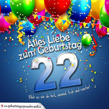 Geburtstagskarte Mit Bunten Ballons Konfetti Und Luftschlangen Zum 22 Geburtstag Geburtstagsspruche Welt