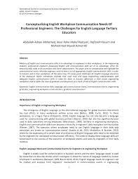 Learn more about the importance of learning and speaking english for job opportunities here. Pdf Conceptualizing English Workplace Communication Needs Of Professional Engineers The Challenges For English Language Tertiary Educators