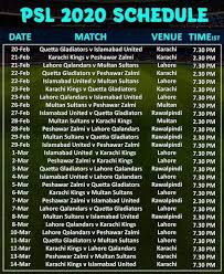 What are the venues for psl 2021? Psl 2020 Schedule Time Table Match Tap Ball Cricket Tournament Facebook