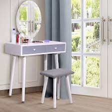 White makeup mirror dressing table stool set with 4 storage drawers and shelves. Corrigan Studio White Vanity Desk With Drawers And Lighted Mirror Makeup Vanity Table Set With 3 Color Touch Screen Led Lights Mirror Dressing Table With Stool For Girls Women Bedroom Bathroom Small