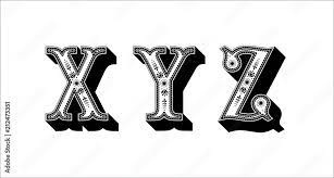 Folk Ornament Font Alphabet X Y Z For Your Design Isolated Characters Vector Design Element For Your Art Ornamental Typescript Vintage Design Lettering Stock Vector Adobe Stock