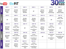 30 Day 6 Pack Abs Routine Free Workout Videos On Youtube Workout Calendar Workout Videos Free Workout Programs