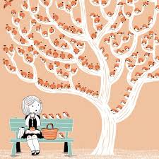 Girl In Park With A Tree Full Of Birds Japanese Illustration Cute Art Illustration