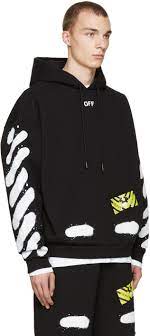 Off White C O Virgil Abloh Cotton Black Diagonal Spray Hoodie For Men Lyst