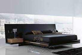 Luxor 923 Modern Platform Bed In High Gloss Black Lacquer And American Walnut Accents Modern Bedroom Furniture Modern Loft Bed Modern Platform Bed