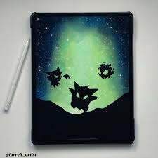Customize your desktop, mobile phone and tablet with our wide variety of cool and interesting pokemon wallpapers in just a few clicks! Digital Galaxy Created Using Proceate On The Ipad Pro 12 9 With Pokemon Silhouettes Gengar Haunter And Gastl Cool Pokemon Wallpapers Pokemon Painting Pokemon