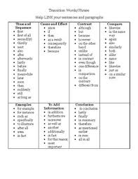 Transition Words Chart Worksheets Teaching Resources Tpt