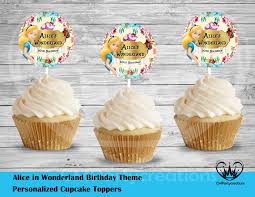 Alice in wonderland cupcake recipe. Alice In Wonderland Round Cupcake Toppers Cmpartycreations