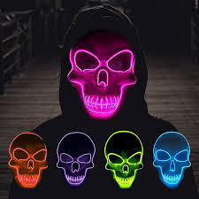 Halloween Skeleton Mask Led Glow Scary El Wire Mask Light Up Festival Cosplay Costume Supplies Party Mask Mardi Gras Kholyne Marc Brand
