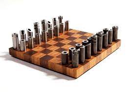 The chic $1995.00 hammond chess set, from the ralph lauren. Post Modern Cylindrical Chess Sets Chess Board Modern Chess Set Chess Game
