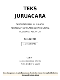 Teks Pengacara Majlis Sambutan Maulidur Rasul Peringkat Sekolah Bechah Durian