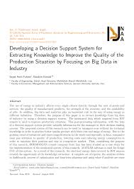 Developing a Decision Support System for Extracting Knowledge to Improve  the Quality of the Production Situation by Focusing on