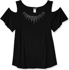 Star Vixen womens Plus-size Str Knit Cold-shoulder Top W Silver Studs T  Shirt, Black W Silver Studs, 2X US at Amazon Women's Clothing store