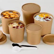 Us 39 99 50pcs High Quality Disposable Lunch Box Round Kraft Paper Soup Bowl Food Dessert Packing Box Takeaway Fruit Salad Box With Lid Disposable Cups A Food Cafe Food Dessert Packaging