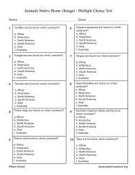 Please don't make me choose! Animals Native Home Range Multiple Choice Test