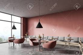The chair has a chromed steel five star base with plastic casters. Corner Of Panoramic Restaurant With Pink Walls Concrete Floor Stock Photo Picture And Royalty Free Image Image 150277756