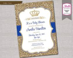 Baby Shower Invitation Prince Crown Royal Blue And Gold Glitter Diy Royal Baby Shower Invitation Prince Baby Shower Invitations Blue Baby Shower Invitations