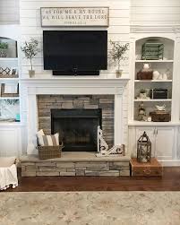 Ideas For Decorating Around A Tv Over The Fireplace Mantel Shiplap White Firepl In 2020 Farm House Living Room Farmhouse Style Living Room Farmhouse Decor Living Room
