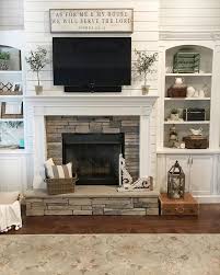 Ultimately, we ended up painting the room a copper color. Ideas For Decorating Around A Tv Over The Fireplace Mantel Shiplap White Firepl In 2020 Farm House Living Room Farmhouse Style Living Room Farmhouse Decor Living Room