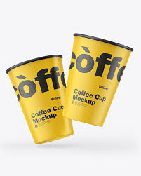 Download Paper Coffee Cups Mockup In Cup Bowl Mockups On Yellow Images Object Mockups PSD Mockup Templates