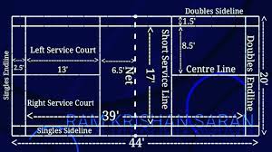 The size of a typical badminton court varies depending on the amount of people playing. Badminton Court Measurement Badminton Court Measurement In Feet Shuttle Court Size Youtube