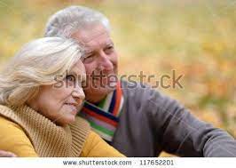 Cute Older Couples Portrait Of A Cute Old Couple Sitting In Autumn Park Stock Photo Older Couple Photography Older Couple Poses Photo Poses For Couples