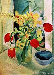 August Macke Stilleben Mit Tulpen Art Print Canvas On Stretcher Glass Print August Macke Macke Art