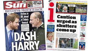 News corp uk & ireland limited, is a british newspaper publisher, and a wholly owned subsidiary of the american mass media conglomerate news. Newspaper Headlines Harry Arrives In Uk And Shutters Come Up Bbc News