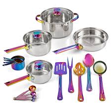 Gibson home manchester classic flatware silverware utensil set with spoons, forks, and knives for kitchen home cutlery use, stainless steel (20 piece) gibson $34.99 Buy Mainstays Iridescent Stainless Steel 20 Piece Cookware Set With Kitchen Utensils And Tools Online In Turkey 724716022