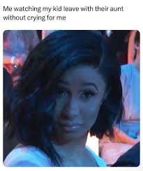 Me watching my kid leave with their aunt without crying for me