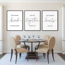 They Broke Bread In Their Homes And Ate Together With Glad Ad Etsy Dinning Room Wall Decor Sitting Room Decor Dining Room Wall Decor