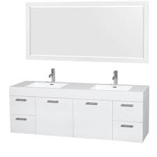 Evideco non pedestal under sink storage vanity cabinet bath brown gray noumea. Amare 72 Wall Mounted Double Bathroom Vanity Set With Integrated Sinks Glossy White Beautiful Bathroom Furniture For Every Home Wyndham Collection