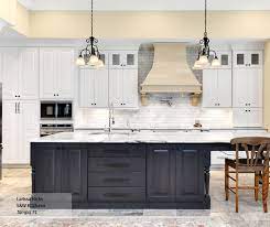 3 l shaped kitchen with grey cabinet. Kitchen With White Cabinets And A Gray Island Omega