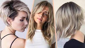 Coupe courte femme 2015 pour le visage carré avec frange ondulée sur le côté. Coupe Mi Courte Femme 2021 Zachary Sandy